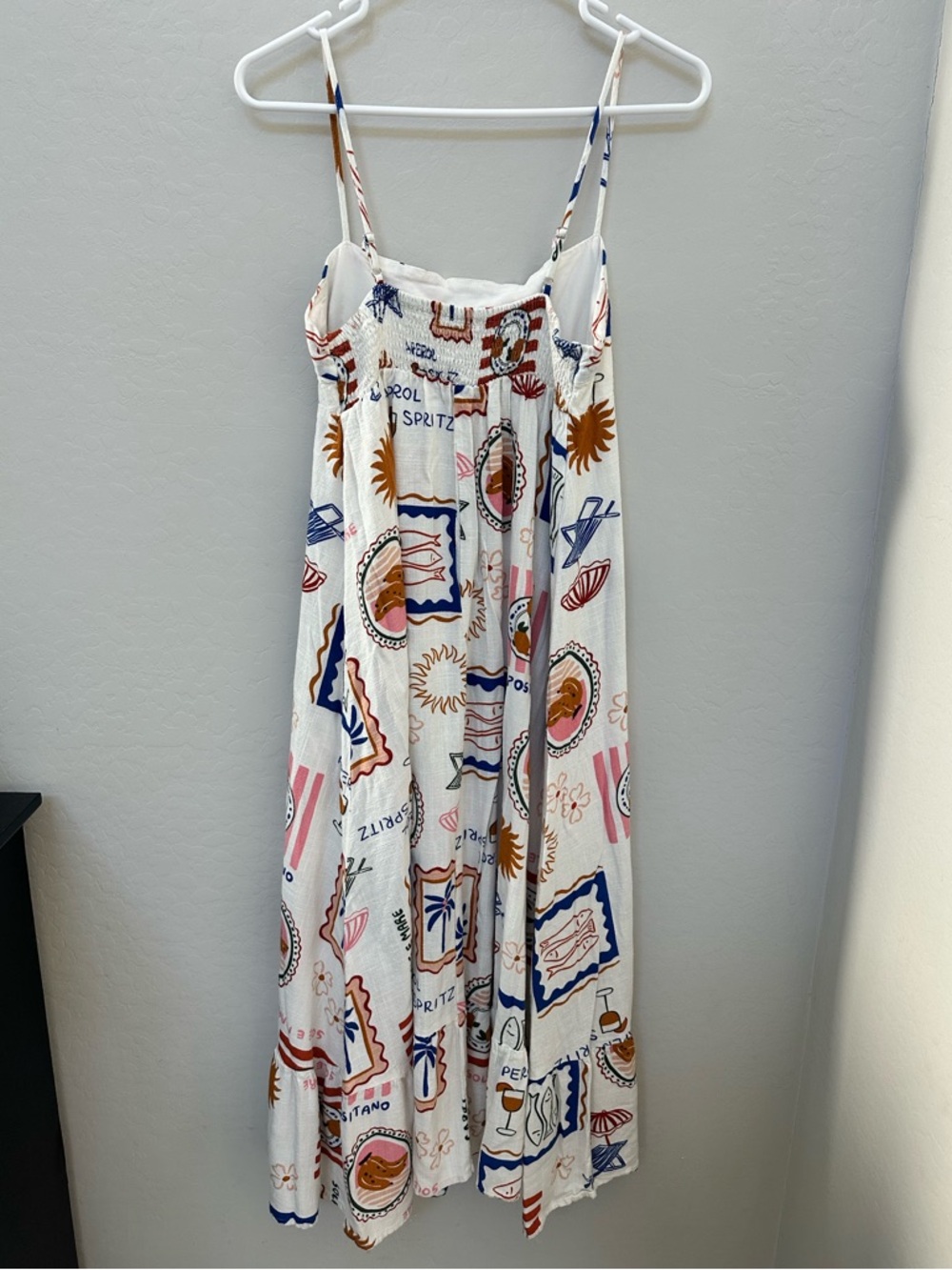 Label of Love Mediterranean Print Midi Dress Size Medium Capri Positano Summer - Picture 3 of 10